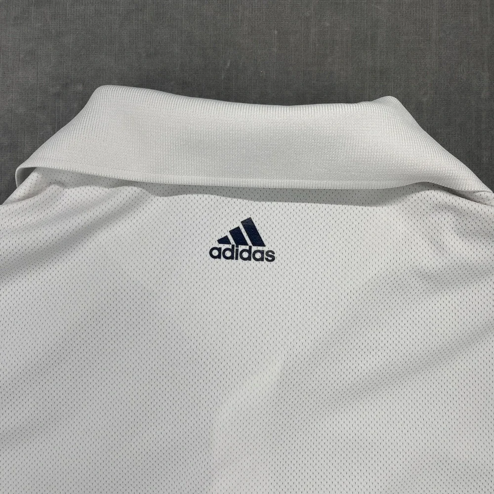 Adidas‎ Mens Medium Navy White Polo Shirt ClimaCool Champions Golf Club Striped